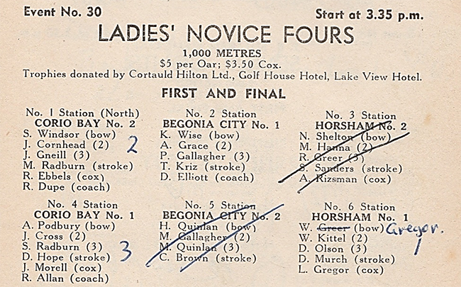 Novice fours and Open fours entries